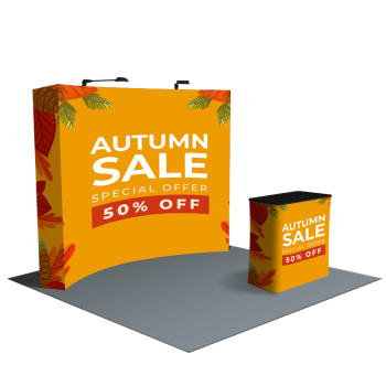 10ft curved fabric tradeshow pop up display backdrop, ideal for branding with professional exhibition pop up display stands