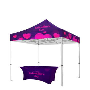 10x10 High-impact logo tents with frame, top & table cover for fairs, expos, and corporate gatherings