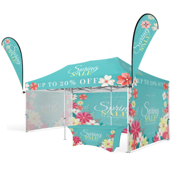 custom canopy tent 10x20 with Top & Three Full Walls & Two Flags & Table Cover