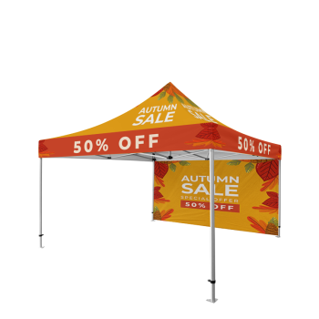 Branded 13x13 canopy with top and back wall for trade shows and promotions