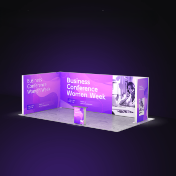 Trade show seg diaplay with Backlit, Full side panel, Half side panel & Counter table