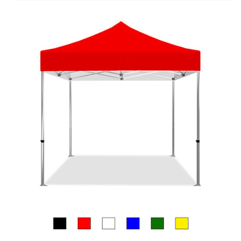 Red pop up tent including sturdy frame and custom canopy cover