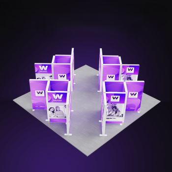Modular trade show lightbox display kit – complete booth setup with multiple SEG modular panels