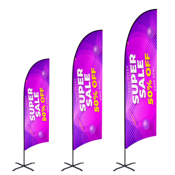 Varying Sizes Purple Feather Flag Banner Display Kit