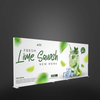 16.4ft x 6.6ft SEG Light Box Display front view with backlit graphics