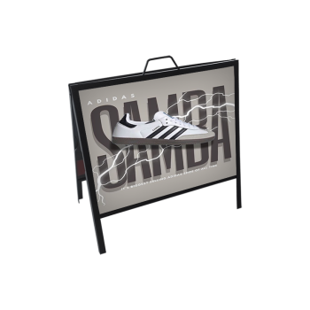 Double-sided A-frame sign – Displays graphics for maximum visibility from both directions.