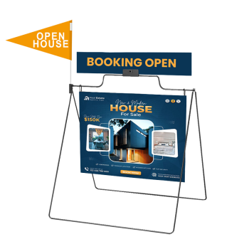 White PVC real estate post with double-sided aluminum sign and optional 24x36 rider, weather-resistant outdoor property signage