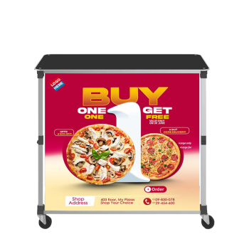 Portable popup bar large with custom printed front graphic – trade show counter