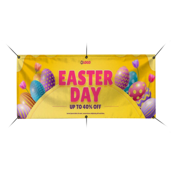 Custom Easter Banner – Happy Easter Design with Flowers and Eggs