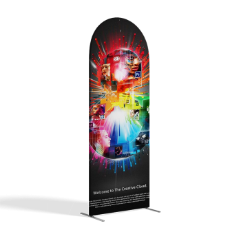 Magnetic arch portable banner stands for trade shows and retail events
