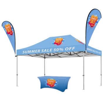 10x15 Pop Up Tent With Top & Two Flags & Table cover 