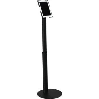 Tall tablet stand with secure iPad holder for trade shows