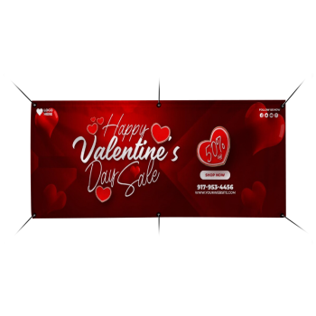Custom Valentine’s Day Banner by SignageBuzz – Weatherproof, portable, and fully customizable.